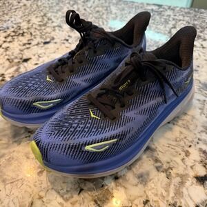 Hoka Clifton 9 Womens Running Shoes Blue Black Lime 1127896 BCKS 9.5B no soles